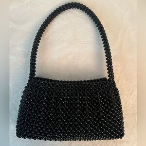 🩷Beautiful Black Vintage Beaded Purse Silk Liner💚